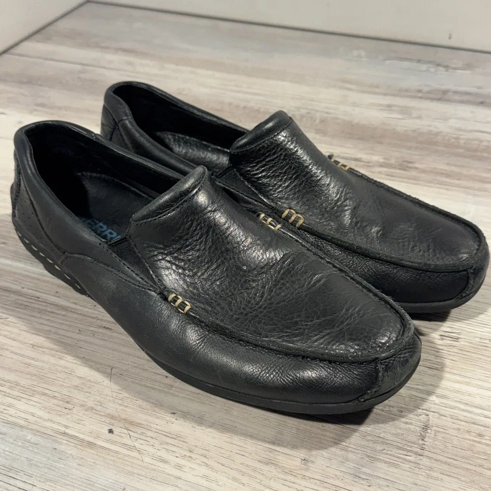 Merrell Mens SIZE 9.5 Rally Moc J38509 Black Leather‎ Driving Loafers